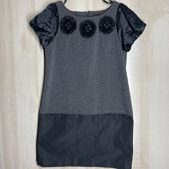 BCBGMAXAZRIA black grey mini dress pockets short sleeve shift style, size XS - Picture 10 of 16